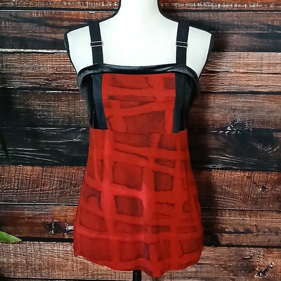 Simply Vera Wang Top M Rayon Cami Adjustable Strap Velvet Trim - Picture 2 of 10